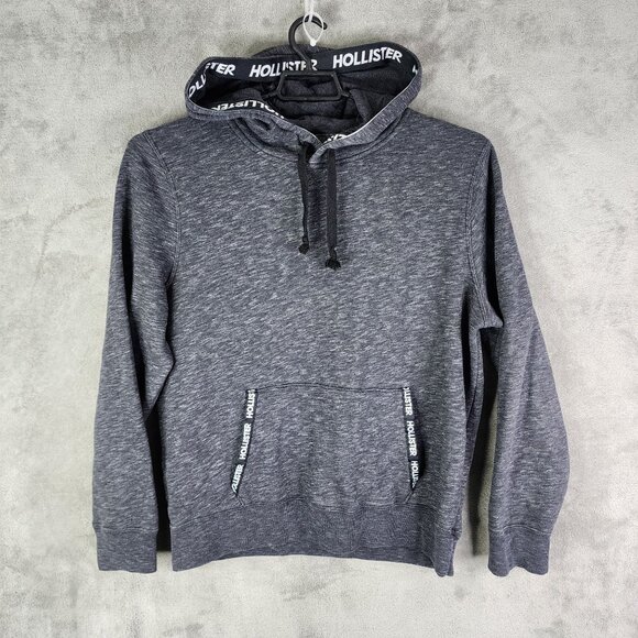 Mens Heather Gray Hollister Drawstring Hooded Sweatshirt Long Sleeve Size XL - Picture 2 of 12